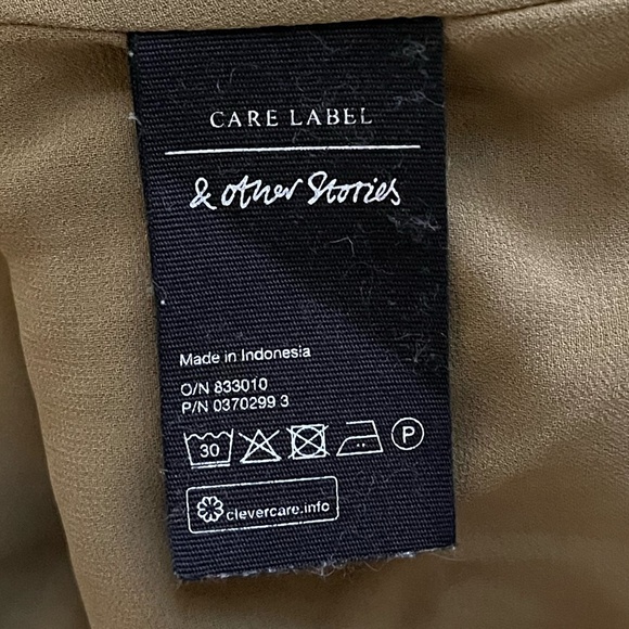 & OTHER STORIES | Khaki Olive Tiger Printed Flounce Mini Ruched Dress | Size 6 - Picture 10 of 12